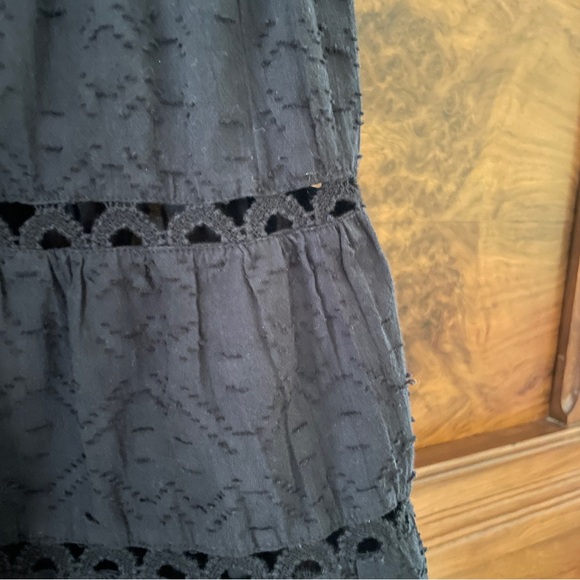 Anthropologie Ismene Jacquard cutout crochet lace Black Tiered Tunic Mini Dress - Picture 4 of 11